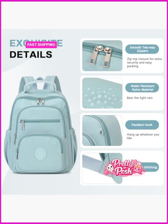 Lightweight Mini Backpack Purse with Luggage Strap, Nylon, Daypack main image 7